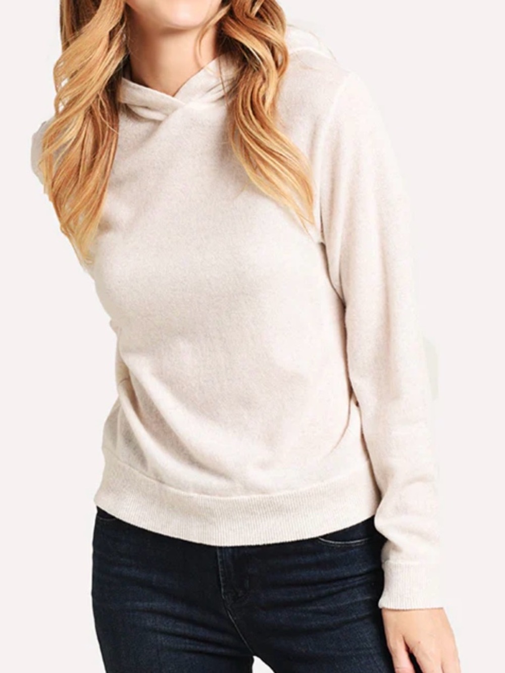 Vince 100% cashmere oatmeal overlap hoodie, small